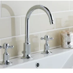 JTP Grosvenor Cross 3 Hole Basin Mixer Tap & Waste