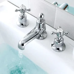 JTP Grosvenor Cross 3 Hole Deck Mounted Basin Mixer Tap