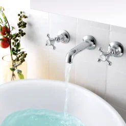 JTP Grosvenor Cross 3 Hole Wall Mounted Basin Mixer Tap