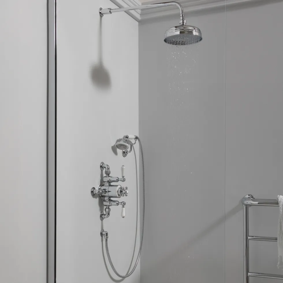 JTP Grosvenor Cross 2 Outlet Exposed Thermostatic Shower Valve with Shower Handset