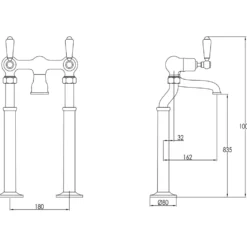 JTP Grosvenor Lever Floor Standing Bath Filler