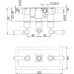 JTP Grosvenor Lever Horizontal Concealed 3 Outlet Shower Valve