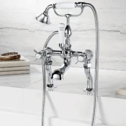 JTP Grosvenor Pinch Deck Mounted Bath Shower Mixer With Kit