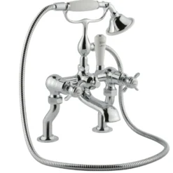JTP Grosvenor Pinch Floor Standing Bath And Shower Mixer Tap With Shower Kit