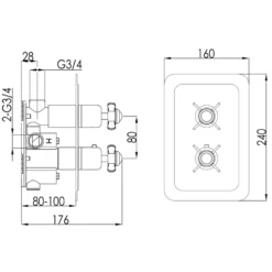 JTP Grosvenor Pinch Vertical Concealed 1 Outlet Shower Valve