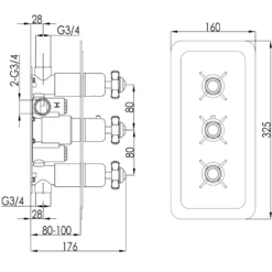 JTP Grosvenor Pinch Vertical Concealed 3 Outlet Shower Valve