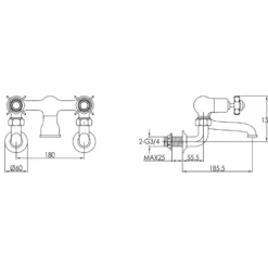JTP Grosvenor Pinch Wall Mounted Bath Filler Tap