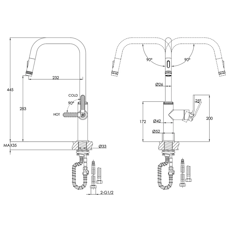 Just Taps Decor Pull Out Spray Mono Kitchen Mixer Tap