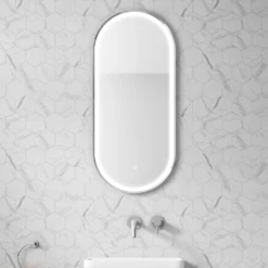Just Taps LED Illuminated Oval Bathroom Mirror with Heated Demister Pad & Colour Change Lights - 1000 x 450mm