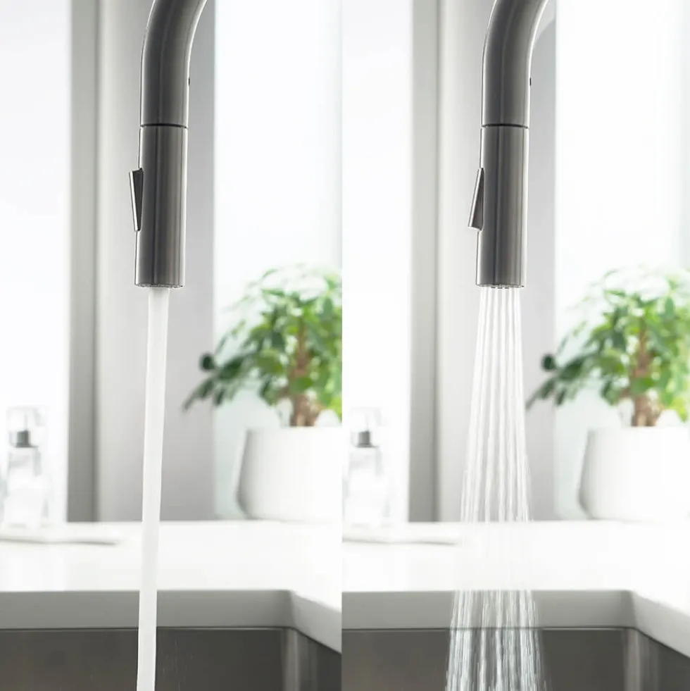Just Taps VOS Pull Out Spray Single Lever Mono Kitchen Mixer - Brushed Gunmetal Grey