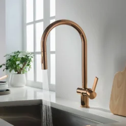 Just Taps VOS Pull Out Spray Single Lever Mono Kitchen Mixer - Rose Gold