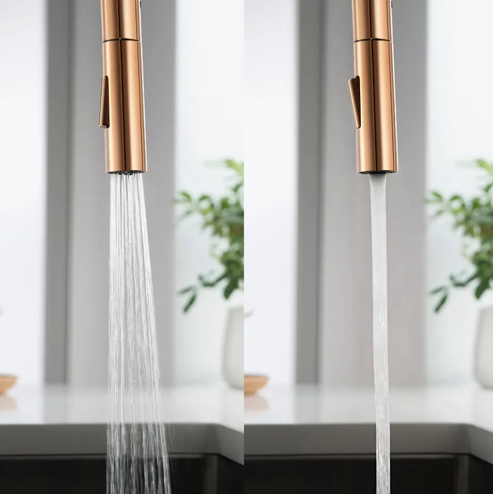 Just Taps VOS Pull Out Spray Single Lever Mono Kitchen Mixer - Rose Gold
