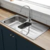 Leisure Albion 1.5 Bowl Stainless Steel Kitchen Sink with Reversible Drainer - 950 x 508mm