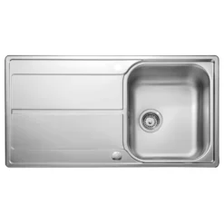Leisure Aria 1 Bowl Satin Stainless Steel Kitchen Sink with Reversible Drainer - 950 x 508mm