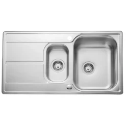 Leisure Aria 1.5 Bowl Satin Stainless Steel Kitchen Sink with Reversible Drainer - 950 x 508mm