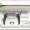 Leisure Compact Square 1 Bowl Satin Stainless Steel Sink with Reversible Drainer 580 x 480mm