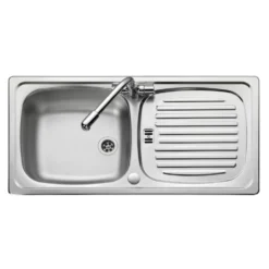Leisure Euroline 1 Bowl Stainless Steel Sink with Reversible Drainer - 860 x 435mm