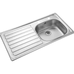 Leisure Lexin Satin Stainless Steel Single Bowl Kitchen Sink with Left Hand Drainer - 950 x 508mm