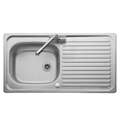 Leisure Linear 1 Bowl Stainless Steel Kitchen Sink & Waste Kit with Reversible Drainer - 950 x 508mm