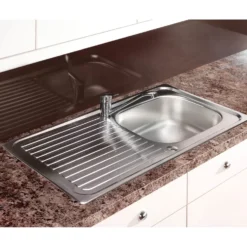 Leisure Linear 1 Bowl Stainless Steel Kitchen Sink & Waste Kit with Reversible Drainer - 950 x 508mm