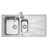 Leisure Nimbus 1.5 Bowl Stainless Steel Kitchen Sink with Reversible Drainer - 1000 x 500mm