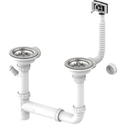 Leisure Stainless Steel 1.5 Bowl Basket Strainer Waste Kit