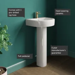 Lorraine 500mm Basin & Full Pedestal
