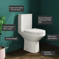Lorraine Rimless Comfort Height Close Coupled Toilet & Soft Close Seat
