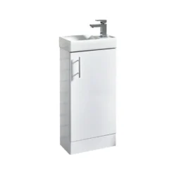 Maisie Compact 400mm Mini Cloakroom Vanity Unit and Basin - Gloss White