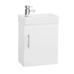 Maisie Compact Wall Mounted 400mm Cloakroom Vanity Unit and Basin - White Gloss