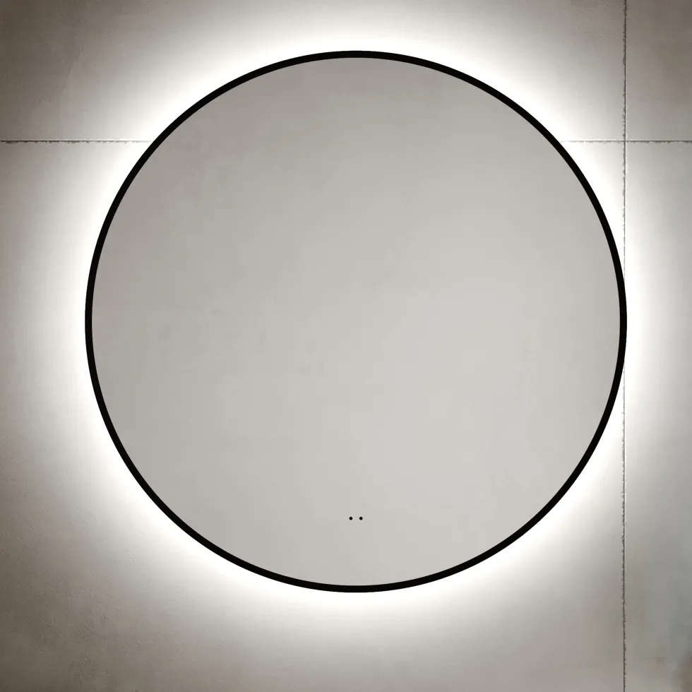 Marcos LED Illuminated Round Framed Mirror with Demister Pad & Colour Change Lights - 600mm