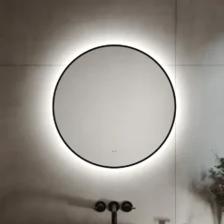 Marcos LED Illuminated Round Framed Mirror with Demister Pad & Colour Change Lights - 600mm