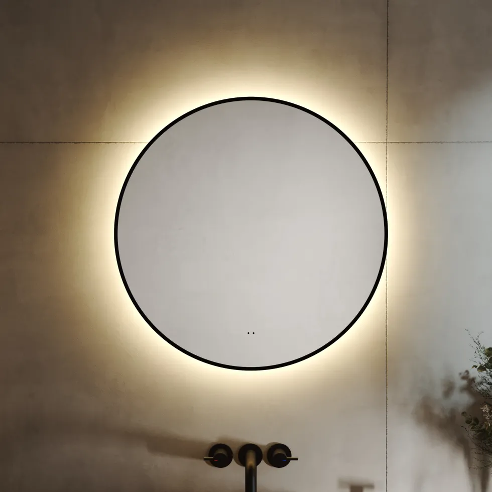 Marcos LED Illuminated Round Framed Mirror with Demister Pad & Colour Change Lights - 600mm