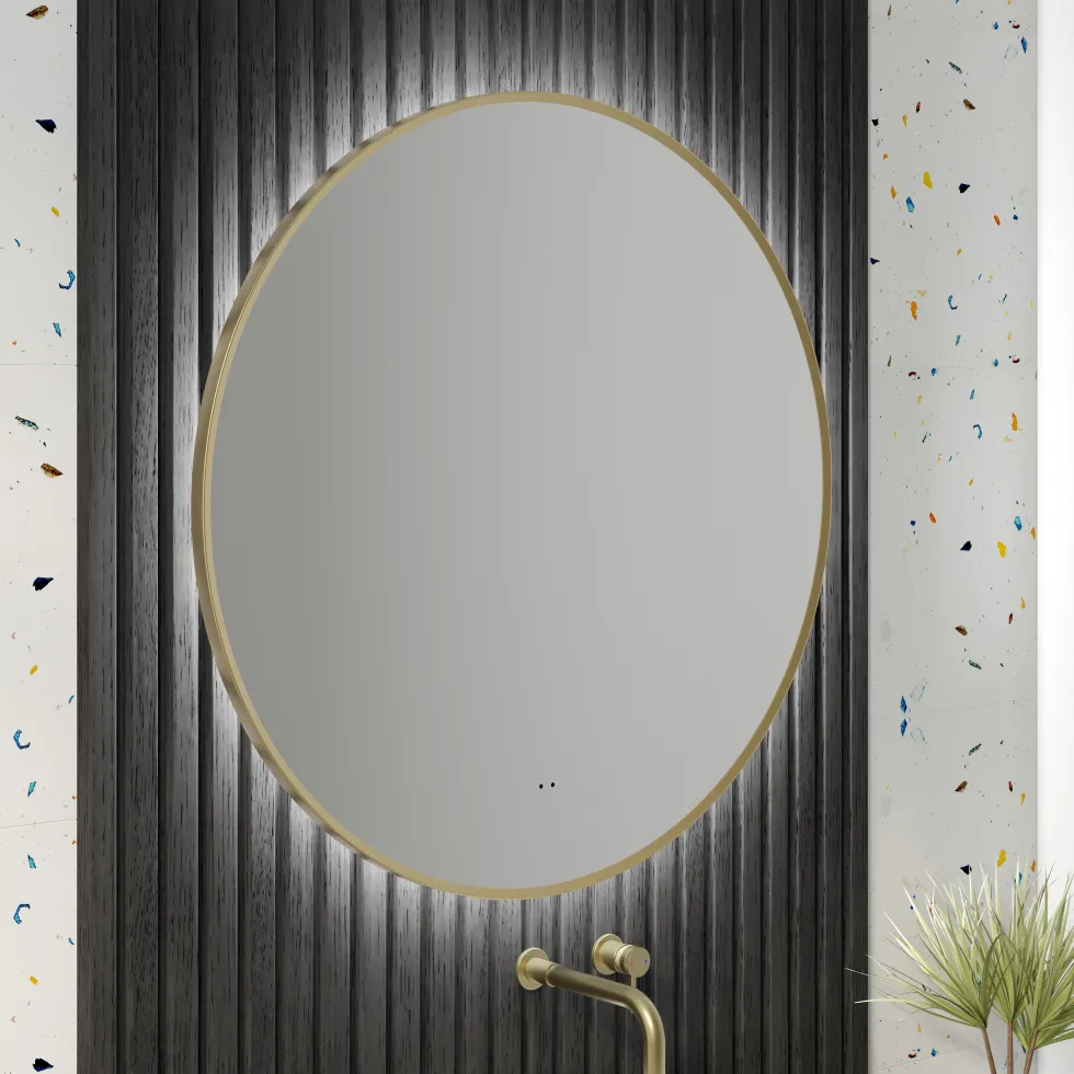 Marcos LED Illuminated Round Framed Mirror with Demister Pad & Colour Change Lights - 800mm