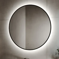 Marcos LED Illuminated Round Framed Mirror with Demister Pad & Colour Change Lights - 800mm