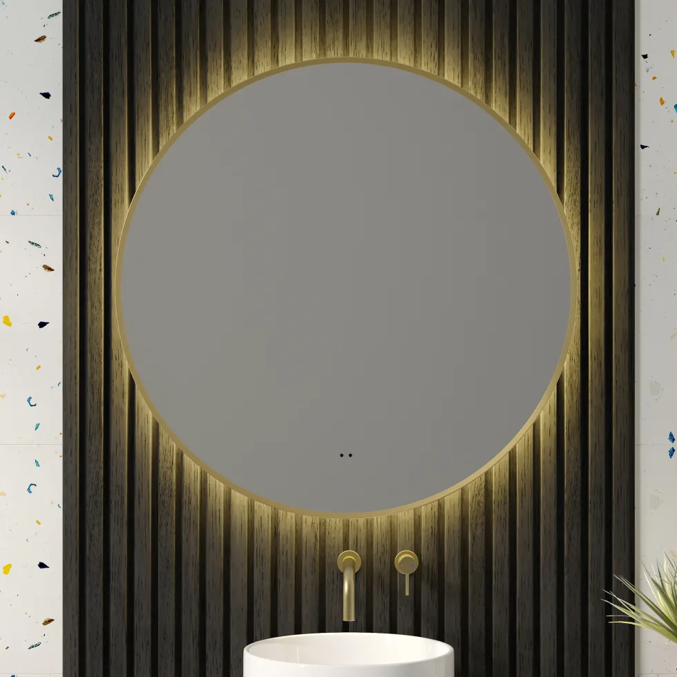 Marcos LED Illuminated Round Framed Mirror with Demister Pad & Colour Change Lights - 800mm