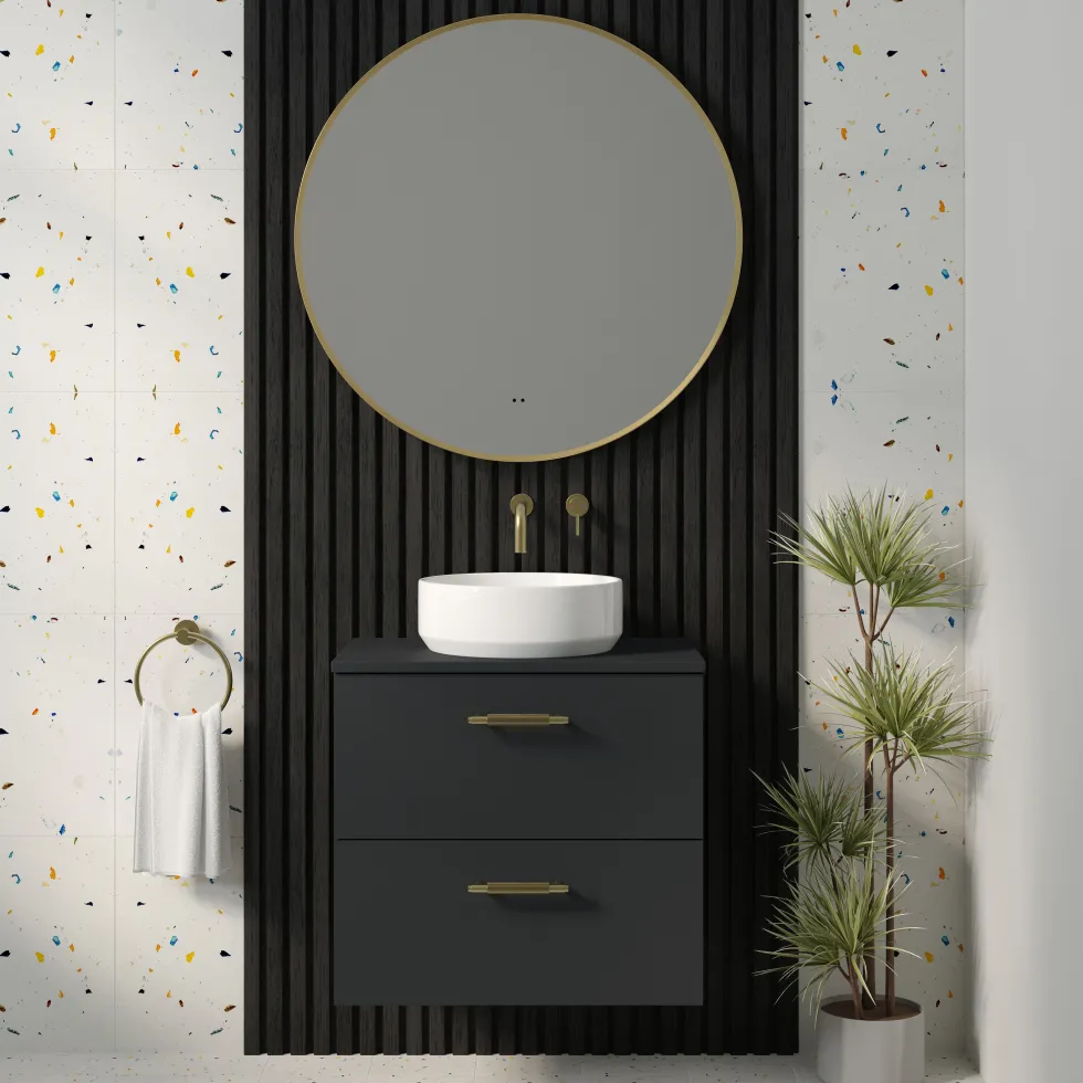 Marcos LED Illuminated Round Framed Mirror with Demister Pad & Colour Change Lights - 800mm