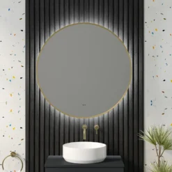Marcos LED Illuminated Round Framed Mirror with Demister Pad & Colour Change Lights - 800mm