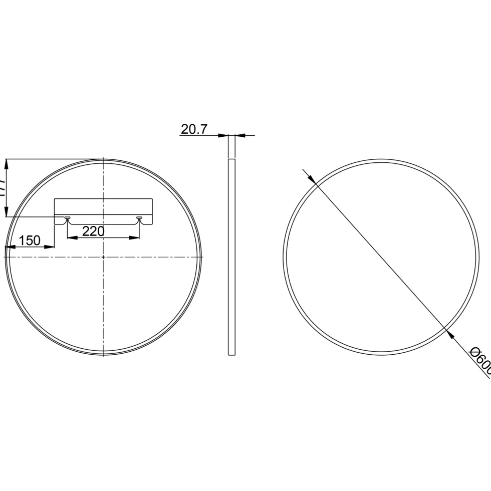 Marcos Round Framed Mirror - 600mm
