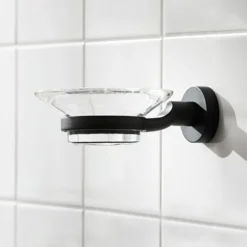Miller Bond Matt Black Soap Dish Holder & Glass Soap Dish