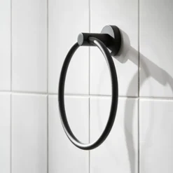 Miller Bond Matt Black Towel Ring
