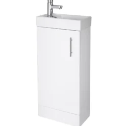 Minnie 400mm Floorstanding Cloakroom Vanity Unit & Basin - Gloss White