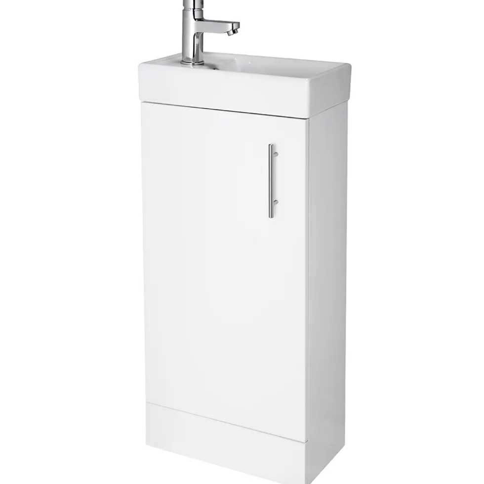 Minnie 400mm Floorstanding Cloakroom Vanity Unit & Basin - Gloss White