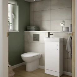 Minnie 400mm Floorstanding Cloakroom Vanity Unit & Basin - Gloss White
