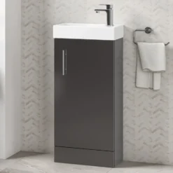 Minnie 400mm Floorstanding Cloakroom Vanity Unit & Basin - Gloss Grey
