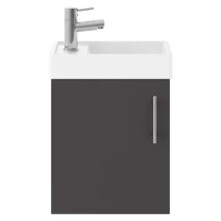 Minnie 400mm Wall Mounted Cloakroom Vanity Unit & Basin - Gloss Grey