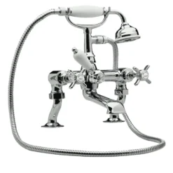 nuie Beaumont Luxury Cranked Deck Mounted Bath Mixer with Handset Kit