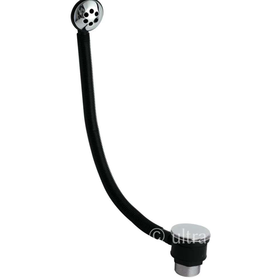 nuie Push Button Bath Waste with Dome Overflow Cover