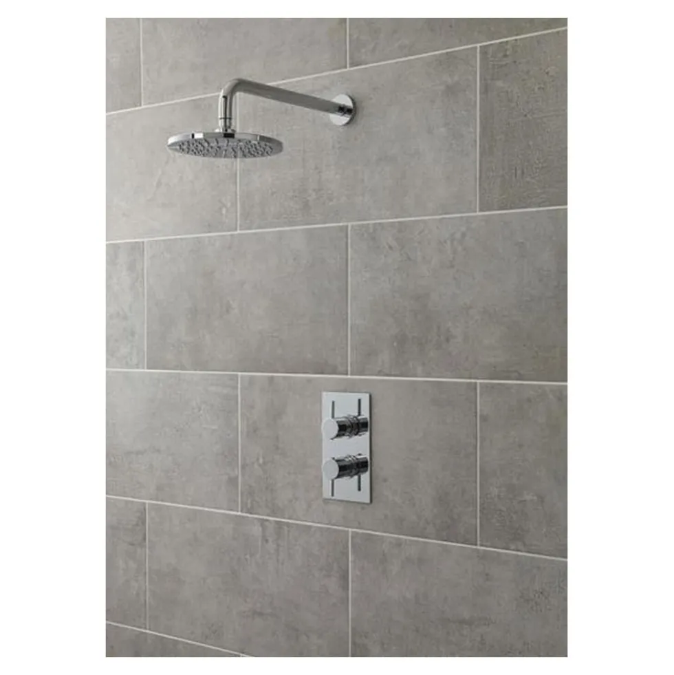 nuie Round Chrome Plated Fixed Shower Head - 200mm Diameter