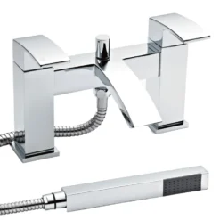 nuie Sinclair Waterfall Bath Mixer Tap with Shower Kit